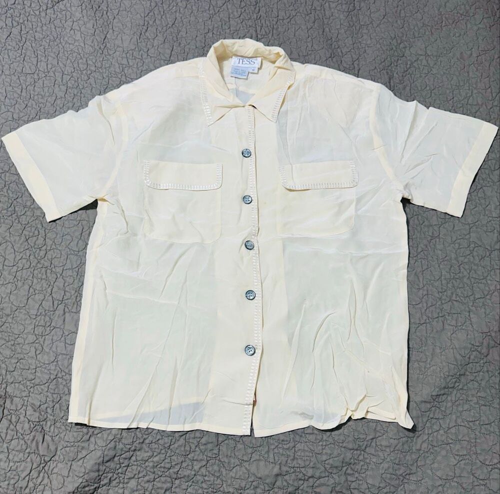 TESS Women's size M cream, color 100% Silk  A903